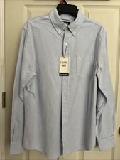 Chaps Seacoast Wash Oxford Woven Shirt Men's Oxford Blue White Striped M