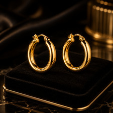 Genuine 18k  Gold Filled  Hoop  Earrings for ...
