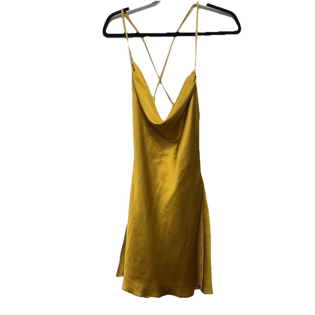 Revolve Lovers & Friends Boa Satin Mini Slip Dress Yellow Gold Medium Cowl  Neck | eBay