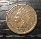 1875 Indian Head Cent Penny, Strong F+/VF. Semi-Key, Great Surface! G61