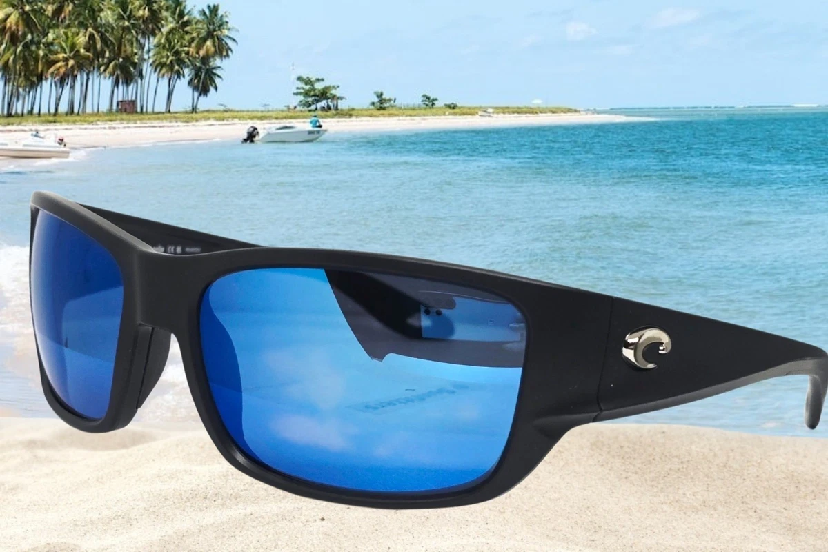 Costa del Mar Sonnenbrille schwarz/blau verspiegelt SCHOOLIE polarisiert 580P NEU (Erwachsene S)