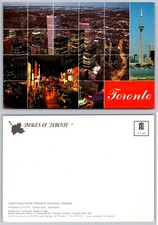 Vintage Toronto Collage Postcard - CN Tower, City Lights, Night Scene, Canada