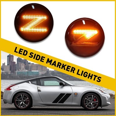 2x Dynamic Smoke Sequential LED Side Marker Light For Lamp 2009-2020 Nissan 370Z