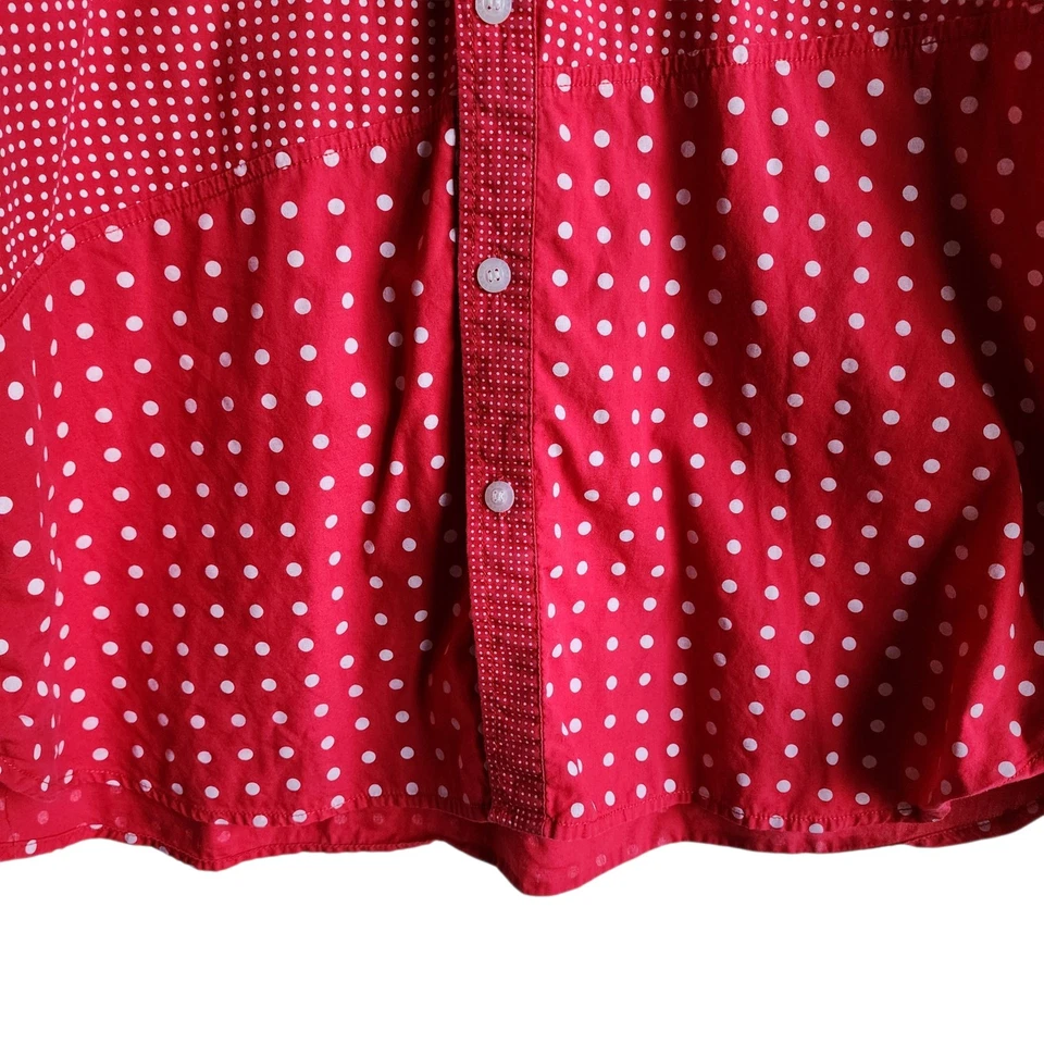 STAPLE Pigeon Brand XL Red Polka Dot Patchwork Button Up Shirt 100% Cotton READ - Image 4 of 4
