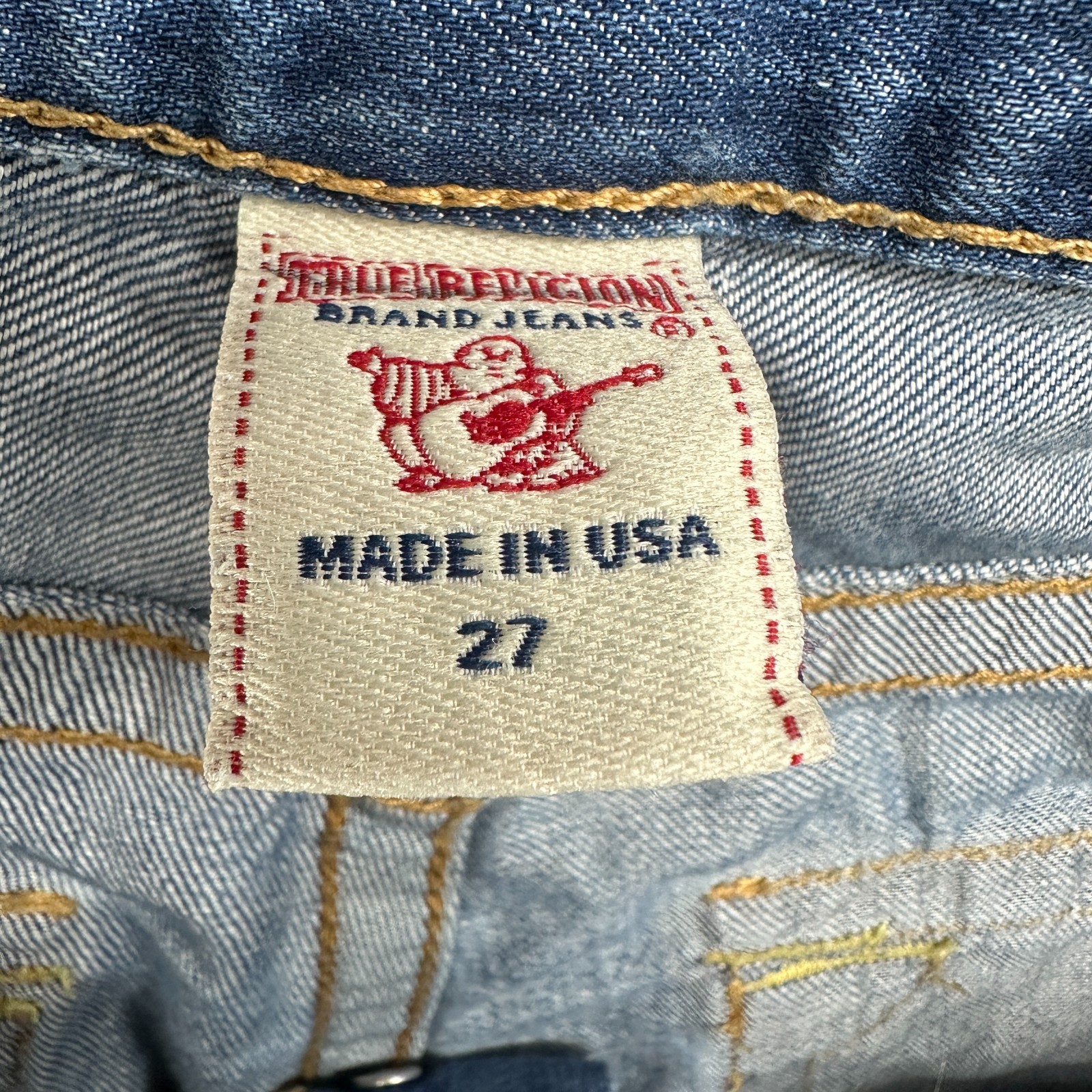 True Religion Jordan Jeans Women 27 Blue Medium Wash Straight Leg Button Fly USA thumbnail 6