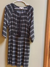 Ann Taylor Loft Black & White Boho Chic Dress w/ Elastic Waist Size M