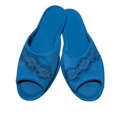 Vanity Fair Vintage Slippers Blue Large 8-9 Floral Vintage
