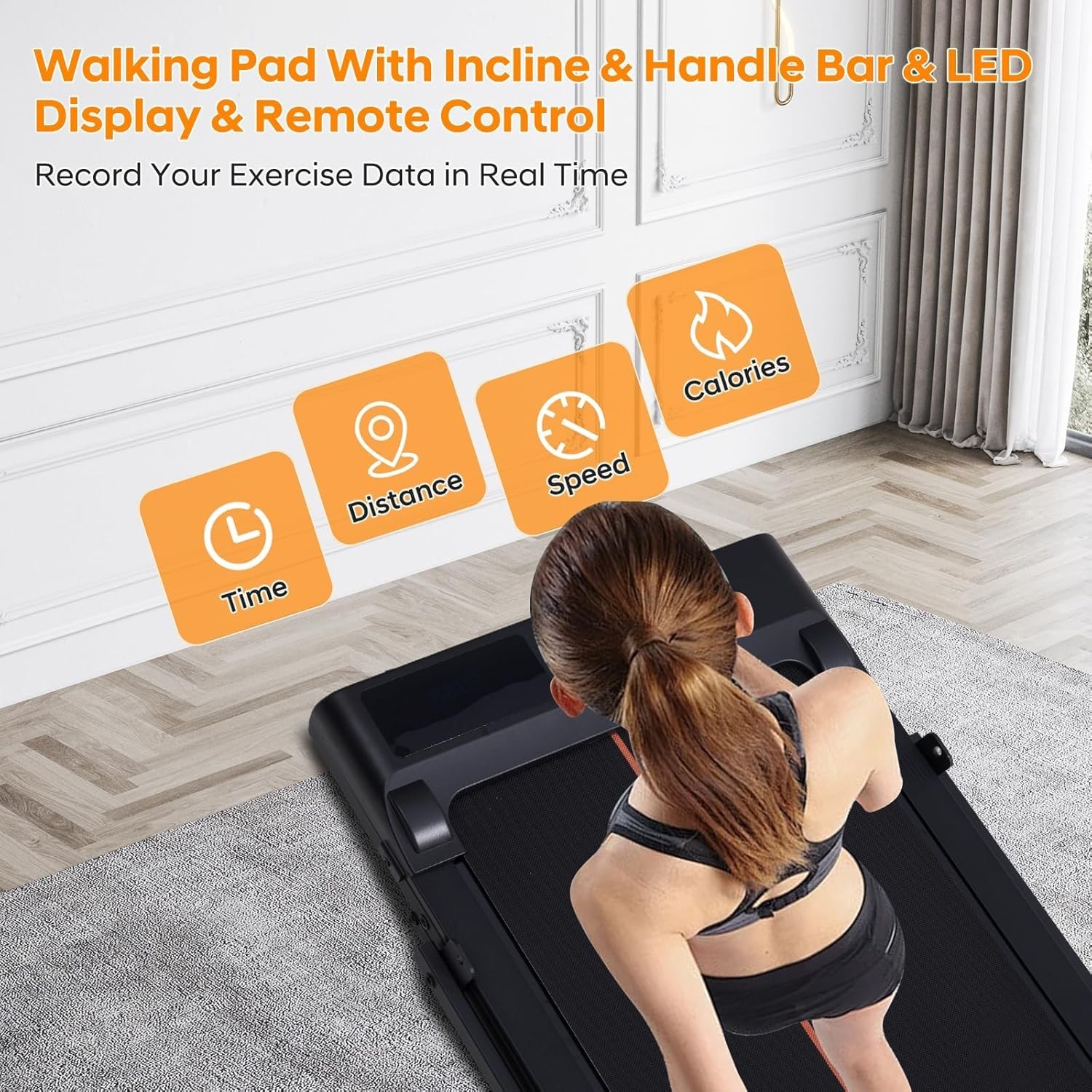 Walking Pad Treadmill with 12% Incline and Handle Bar, 3.0HP Folding Foldable...
