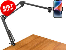 Overhead Tripod Mount with Phone Holder Articulating Arm Clamp for Streaming - U