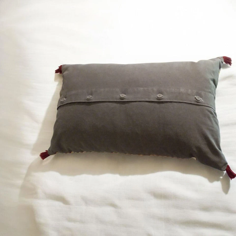 Embroidered Pillow Peruvian Theme Button Back Closure  16" X 26" Ikea Animal + - Image 3 of 3