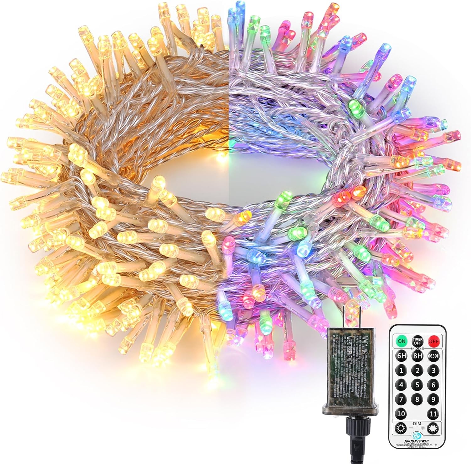 Brizled 200 LED Christmas Tree Lights 65ft Color Changing Warm White Multicolor