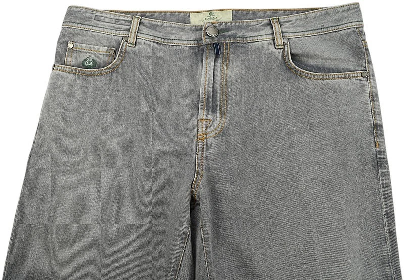 LUIGI BORRELLI NAPOLI серый хлопок 5 карман прямые штанины джинсы 38 Италии новый с Ярлыками - Изображение 2 из 4