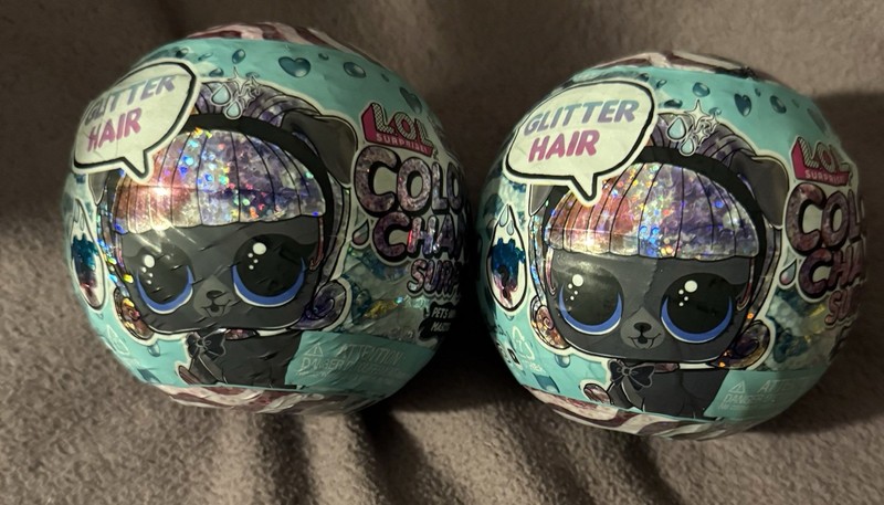 (2)LOL Surprise Glitter Hair Color Change Pets Total Of 10 Surprises-Never Open