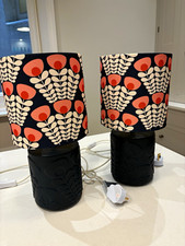 Orla Kiely Pink Stem Ceramic Table Lamp Navy/Pink Floral Drum Shade 39cm