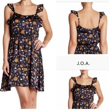 NWT ANTHROPOLOGIE J.O.A. Floral Satin Mini Dress Sz MEDIUM 