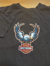 Vintage 1998 Harley Davidson Motorcycle Bald Eagle Black Biker Graphic Shirt XL