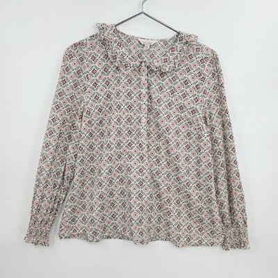 Seasalt Cornwall Last Leaf Blouse Size UK 12 Floral Print 100% Organic Cotton 