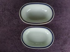 2 Carl Tielsch C T Oval Serving Bowls Poland 1946-52 Cobalt Blue Gold Gilt