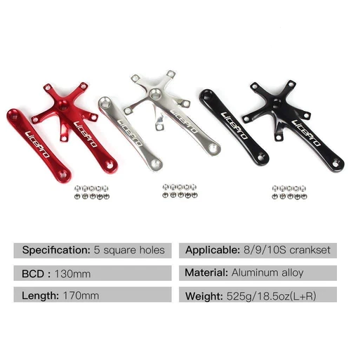 Litepro Bike Crank Set 7075-T6 Aluminum 130BCD Round Chainring 170mm Crankset - Picture 3 of 14