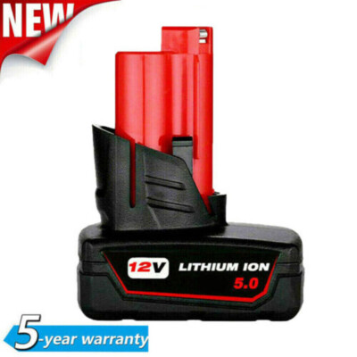 Akku Für Milwaukee M12 12V Li-ion 5,0Ah XC Lithium M12B6 48-11-2460 M12