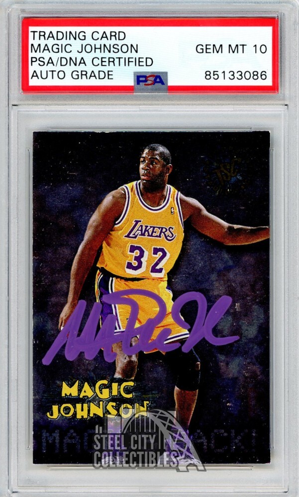 Magic Johnson 1996-97 Topps Stadium Club Autograph Card #361 PSA/DNA 10 (Purple)