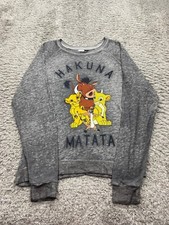 Disney Sweater Adult Medium Gray Fleece The Lion King Hakuna Matata Sweatshirt
