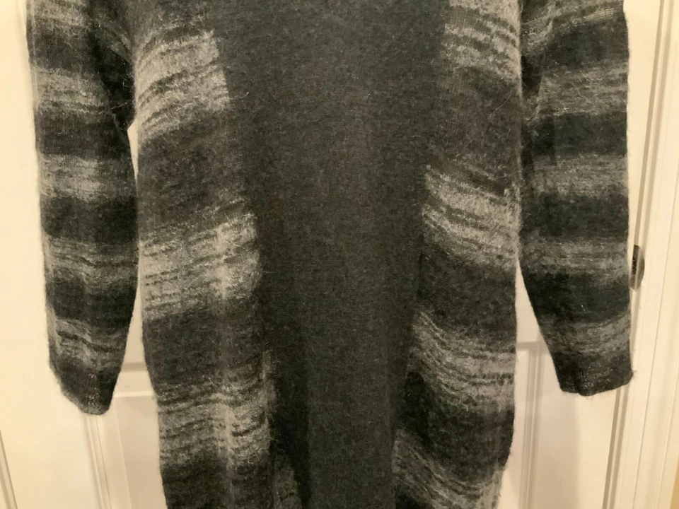 Zero + Maria Cornejo серый в полоску Mohair шерсти смесь v-образным вырезом свитер платье, размер M - Изображение 3 из 4