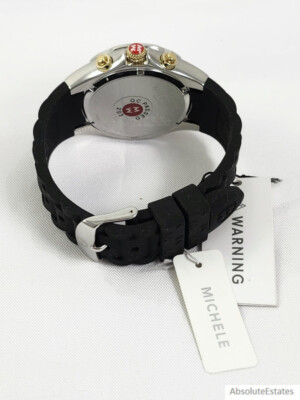 MICHELE Jelly Bean Womens Chronograph Watch Two Tone Gold Silver