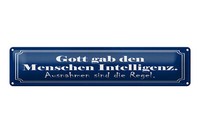 Blechschild Spruch 46X10 Cm Gott Gab Den Menschen Intelligenz Schild