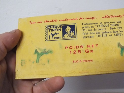 Rare tablette de chocolat Poulain, années 50, chèque Tintin, Collection vintage - Imagen 3 de 5
