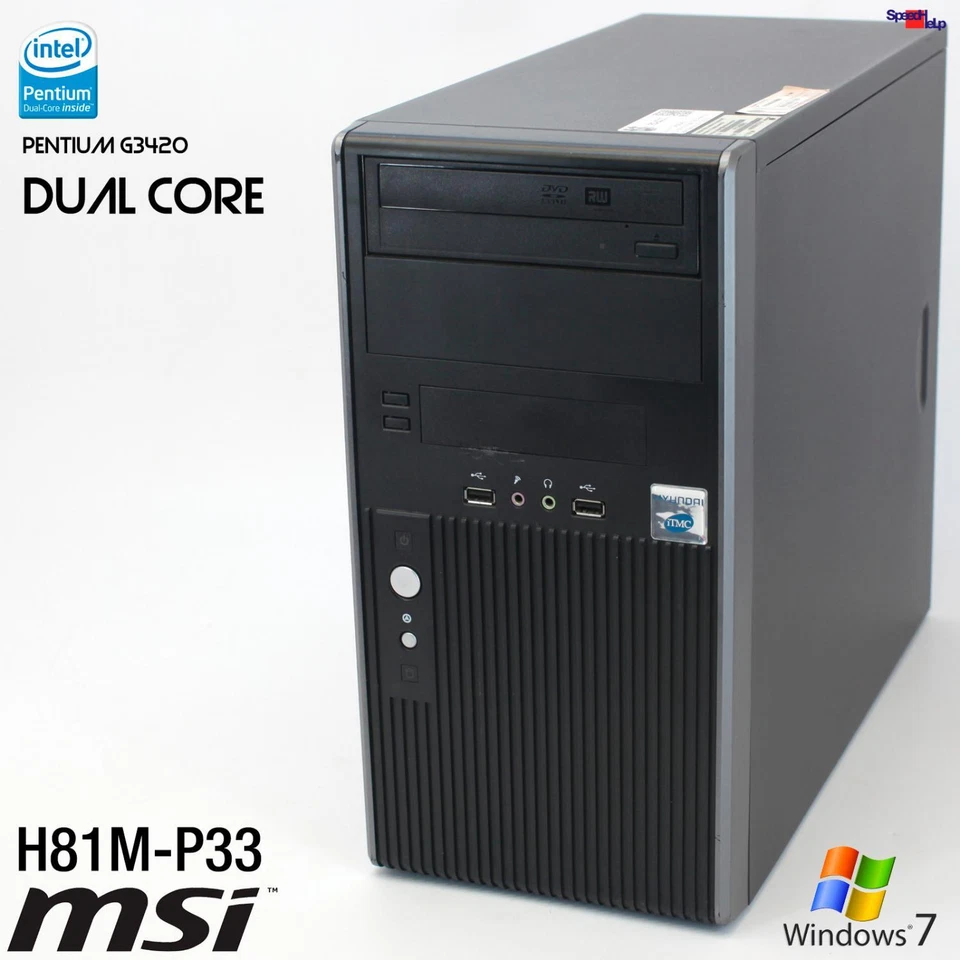 MSI H81M-P33 INTEL PENTIUM G3420 COMPUTER PC WINDOWS 7 64-BIT 8GB RAM 500GB HDD