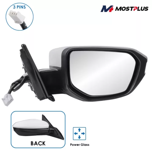 Passenger Side Power Glass Mirror For 2016-2019 Honda Civic 3 Wire Manual Fold