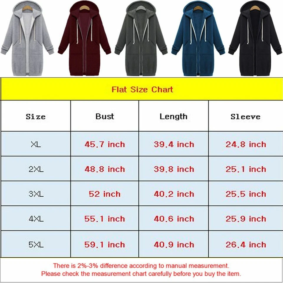 Women Winter Warm Hoodie Sweater Hooded Zipper Long Jacket Coat Sweatshirt lot - Image 2 of 4