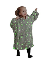 KFUBUO Wearable Blanket Hoodie for Kids Toddlers Sherpa Blanket Sweatshirt Wi...