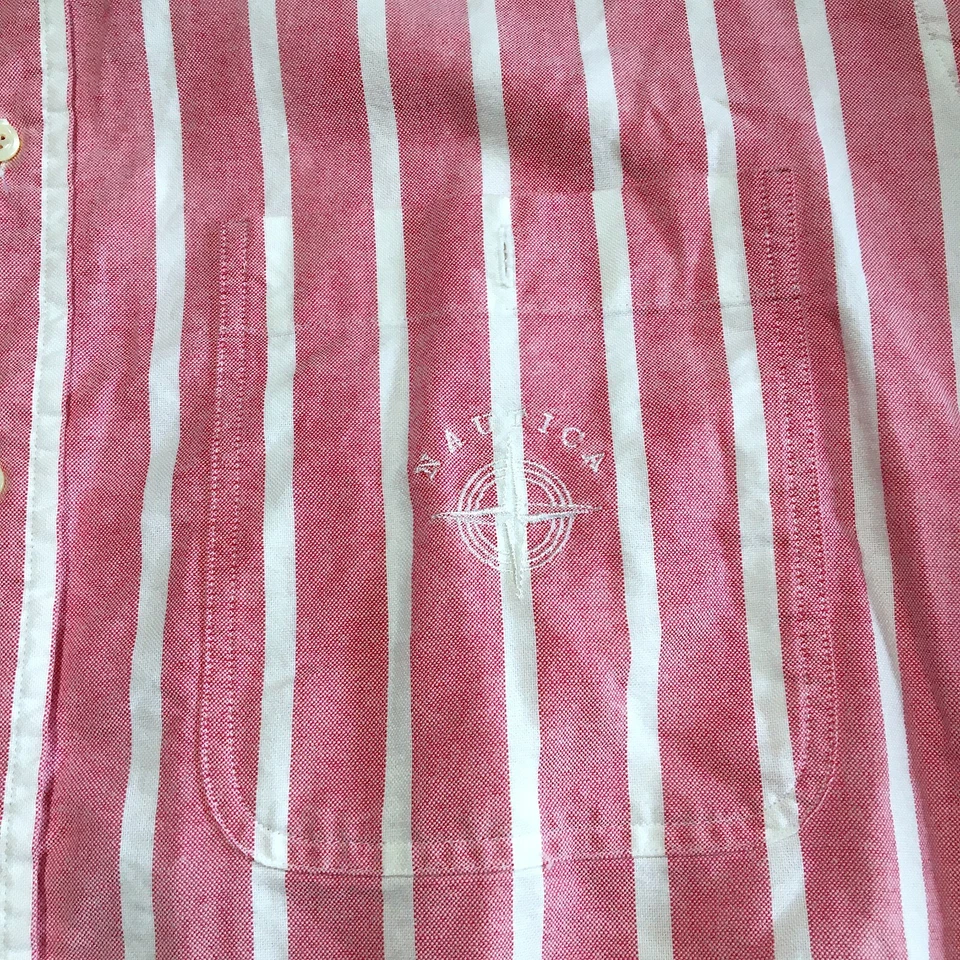 复古 Nautica 罕见指南针标志长袖纽扣衬衫 | 男式 XL 码 — 第 2/4 张图片