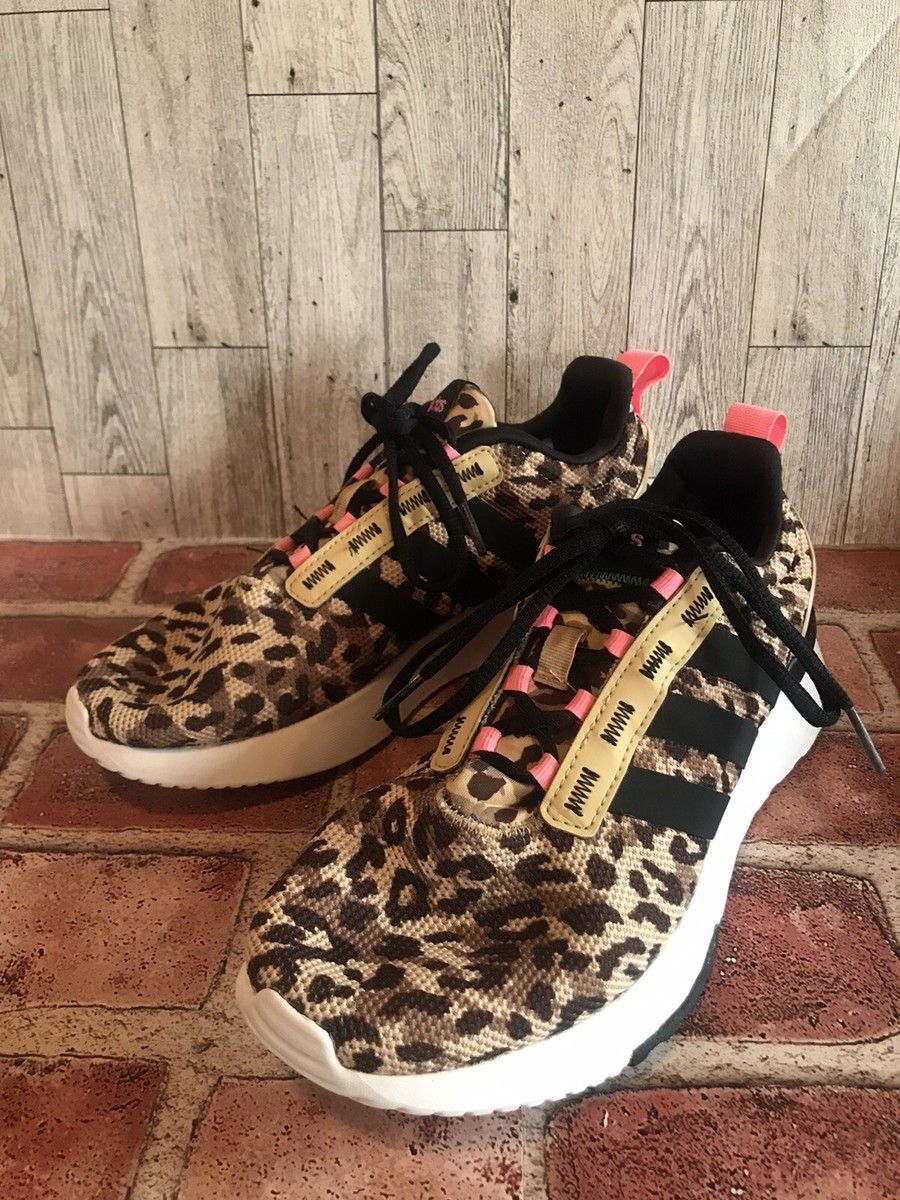 あや Adidas Cloudfoam Womens 5.5 Running Shoe Leopard Knit