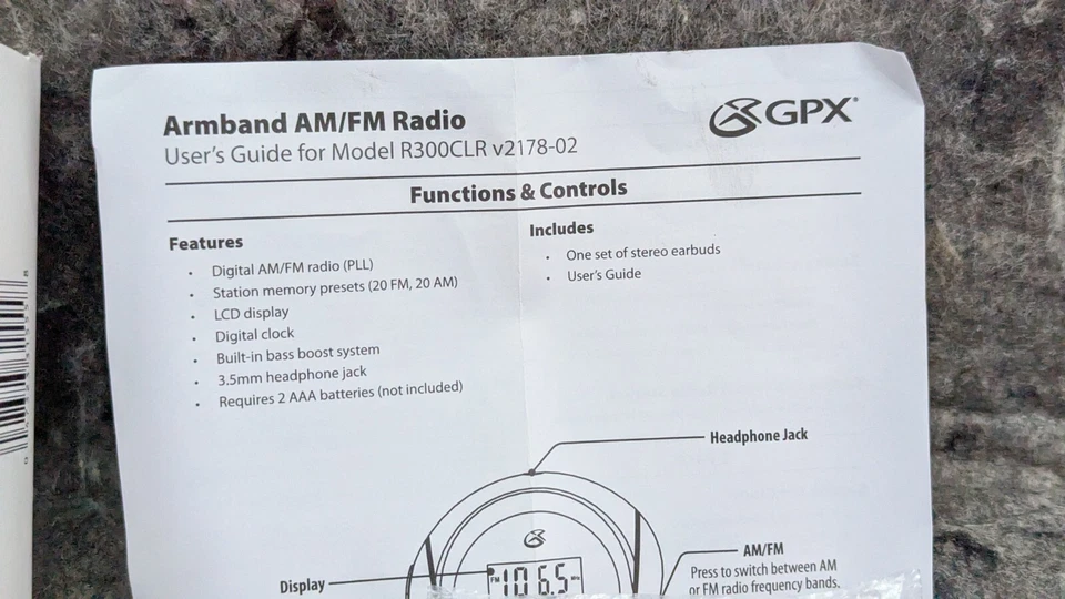 GPX R300CLR Armband Digital AM/FM Radio - Clear - See Thru - For Jail Prison - Image 2 of 4