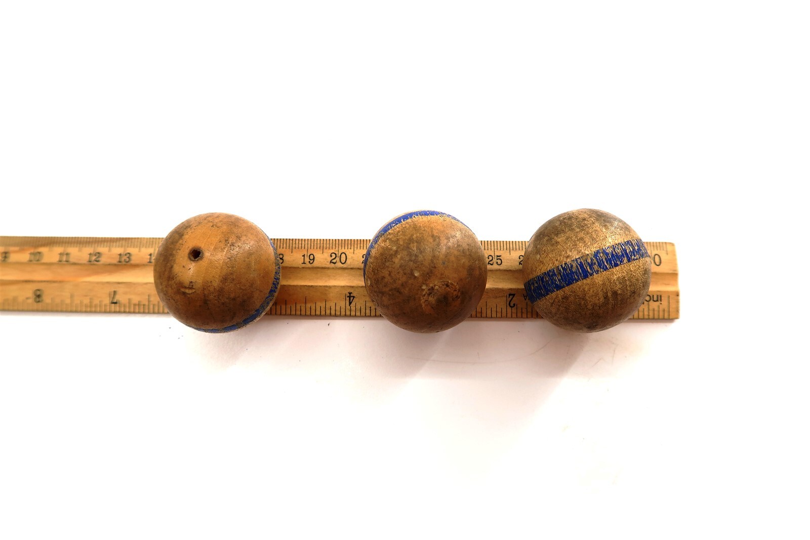 Antique 1920's Bowling Ten Pins Game solid wood with 3 Balls - Vintage Original