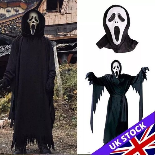 Adult Kids Scream Ghost Face Cosplay Halloween Costume Fancy Dress Mask