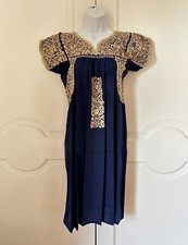 San Antonino Maxi Dress, Oaxaca Mexican dress. hand Embroidered. Silk Threads,