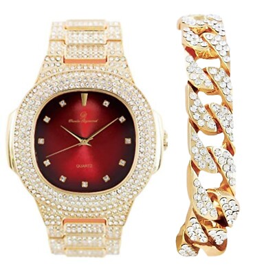 Charles Raymond Bling-ed Out Oblong Metal Mens Color on Blast Watch - 8475Color