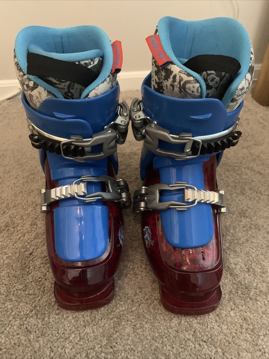 Full Tilt Booter Transparent Red Blue Ski Boots Youth Size 18-18.5