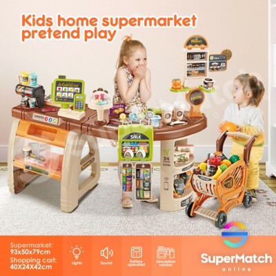 Kids Supermarket Pretend Play Shop Grocery Toy Set Shopping