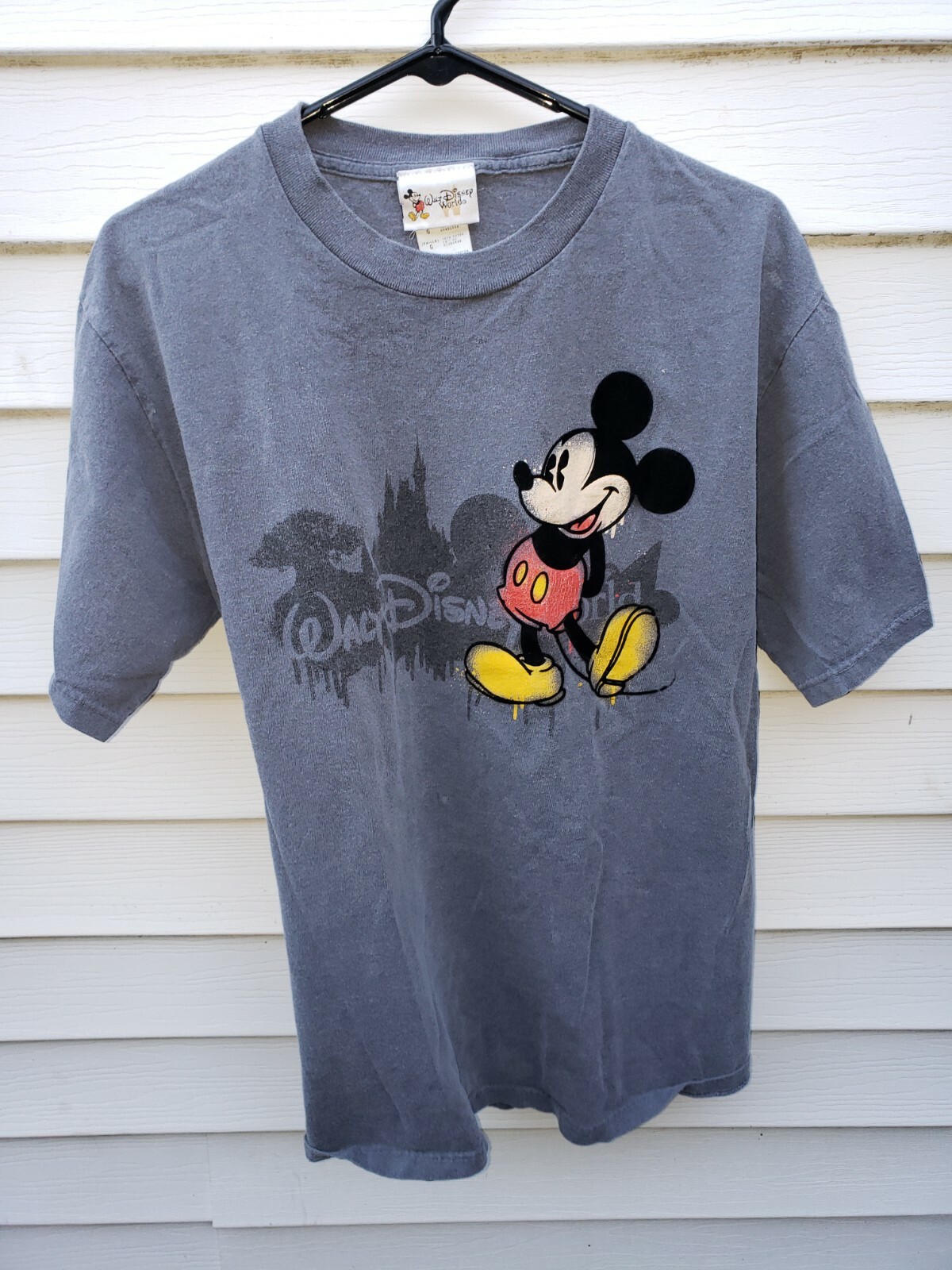 Tshirt T Shirt Mens Brownish Gray Walt Disney World Mickey Mouse Large Vintage-image