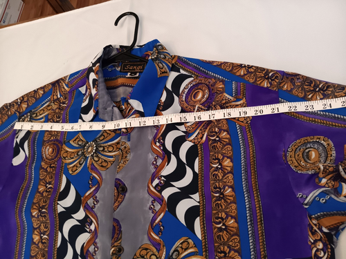Women SANGI Multi Color Long Sleeve Button Up Shirt Top Size Large - Picture 8 of 13