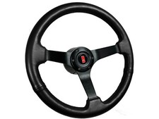 1981-94 Oldsmobile 14 Leather 6-bolt Steering Wheel Black Kit Rocket Ii Emblem