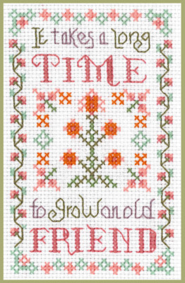 Mini Friends Sampler - Kreuzstich-Set auf 14 Elfenbein Aida, ideal für Anfänger