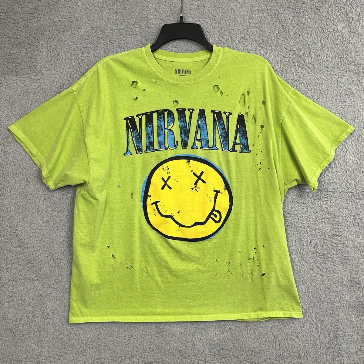 Nirvana T Shirt Womens XL Boyfriend Fit Colorful Distressed Nirvana T Shirt Womens XL Boyfriend Fit Colorful Distressed