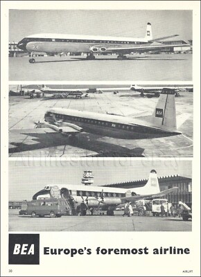 1962 BEA British European Airways ad VISCOUNT VANGUARD COMET 4B advert airlines