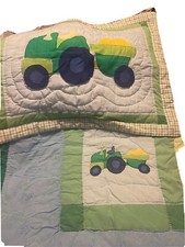 Boys comforter set size twin tractors theme includes comforter euro sham b-skirt